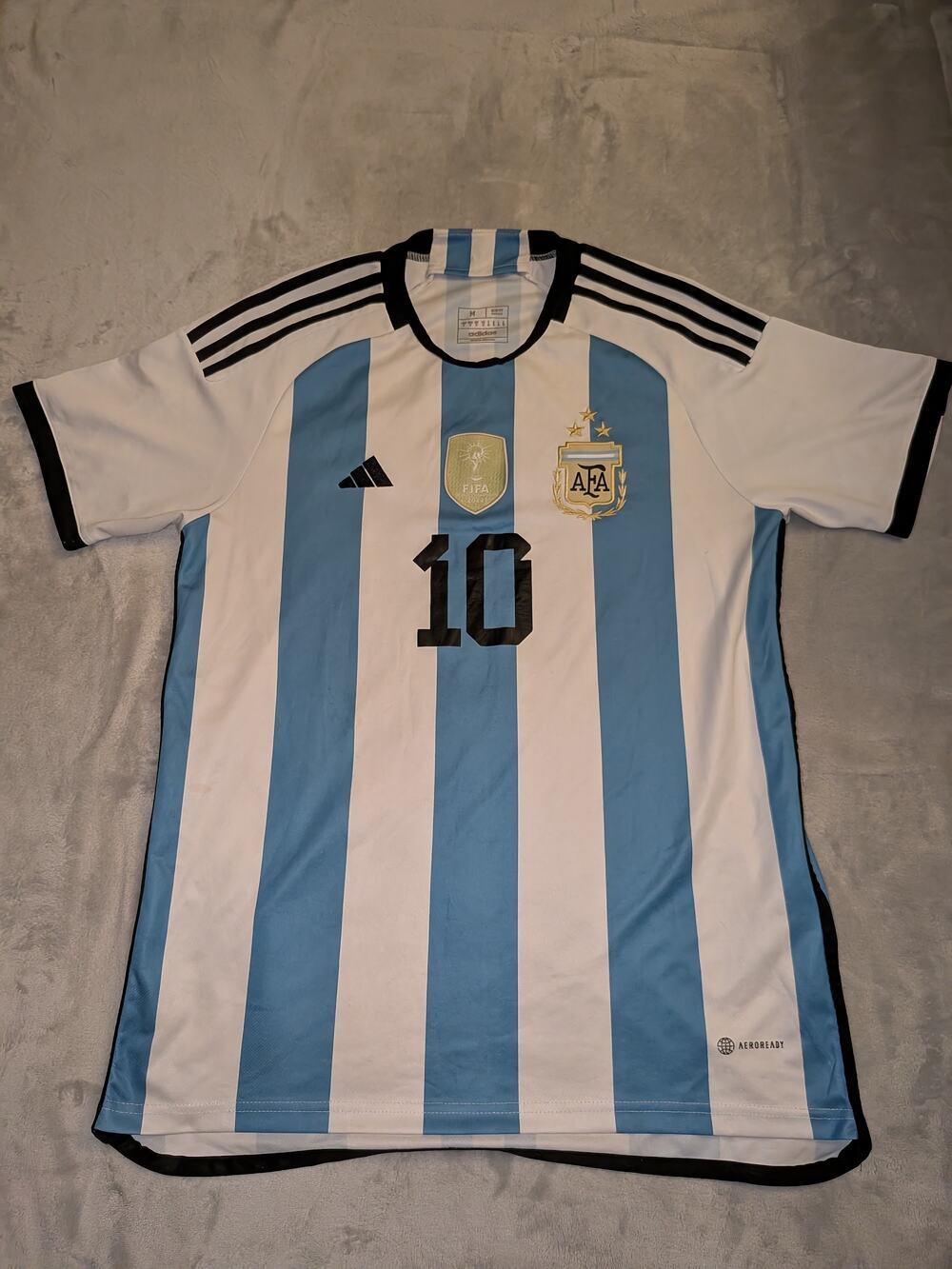 Adidas Argentina Messi #10 Jersey 3 Star World Champions Mens Medium Home
